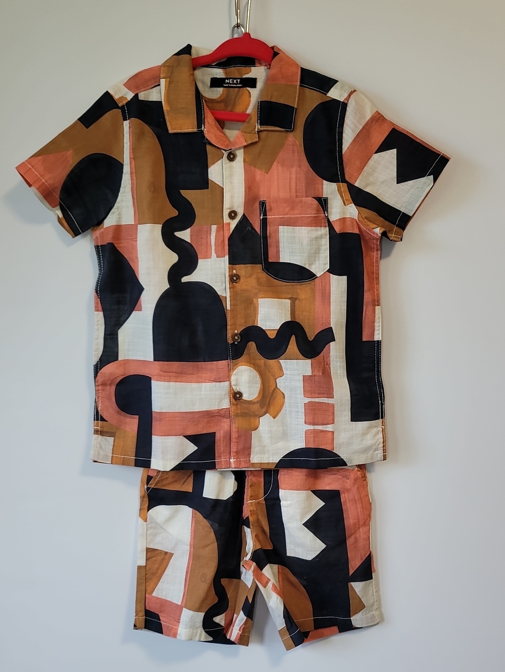 next Kids Short Sleeve Pajama Set in Black, Orange, Brown